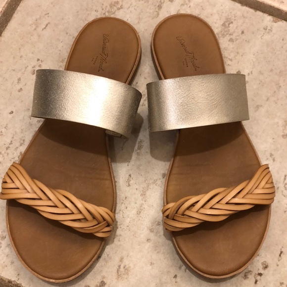Gold and Tan Sandals - Picture 1 of 7